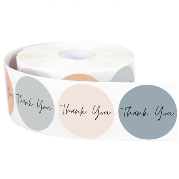 New 500 Piece Roll Self-Adhesive Morandi Thank You Stickers - 6 Designs - Picture 1 of 4